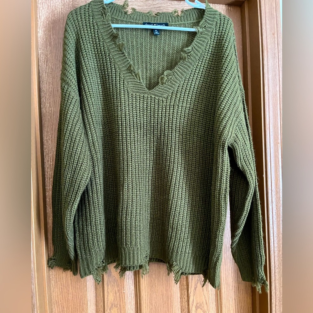 Olive Green Derek Heart Sweater XL